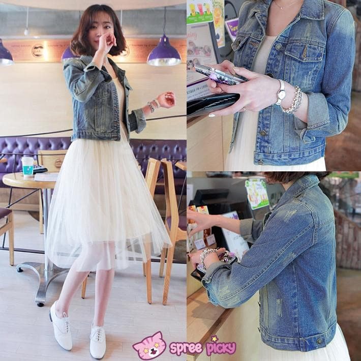 S-XL Denim Blue Classic Short Jacket SP151933