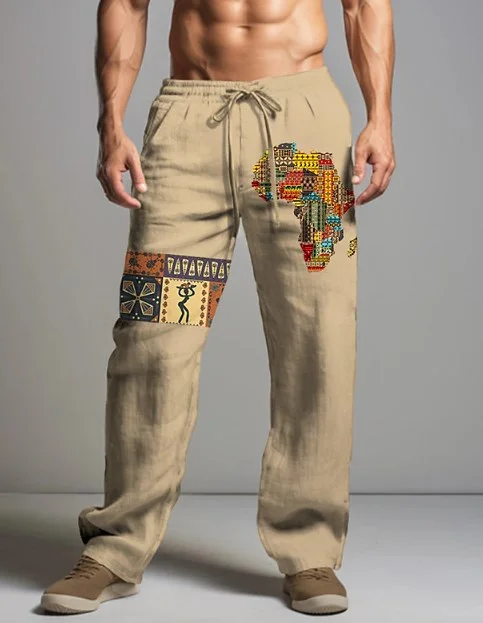 Men's Tribal Turban Print Vintage Print Trousers