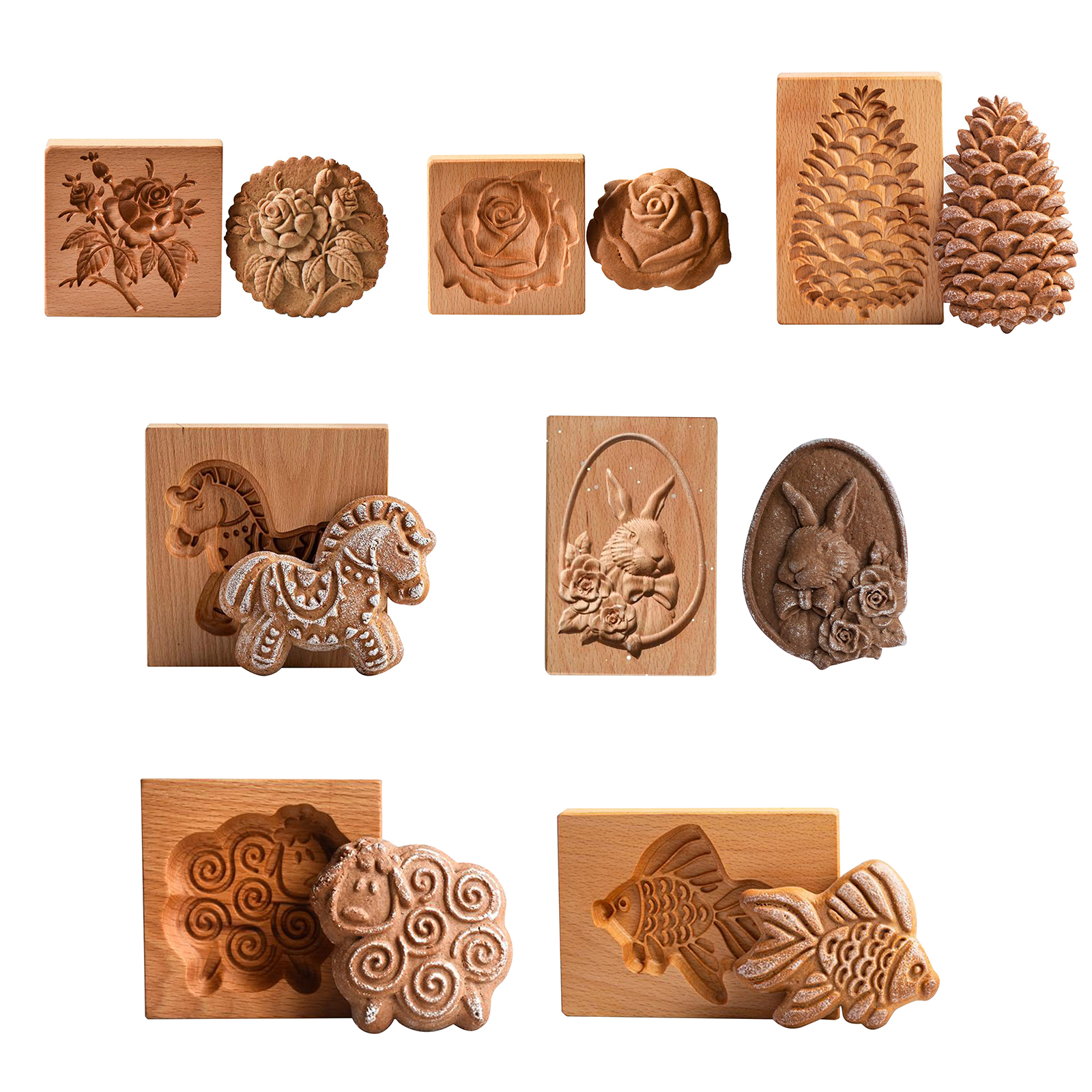 Wooden Cookie Mold Flower Pine Cone Shape Carved Press Stamp for Biscuit, Abc, 501 Original
Wooden Cookie Mold Flower Pine Cone Shape Carved Press Stamp for Biscuit, Abc, 501 Original