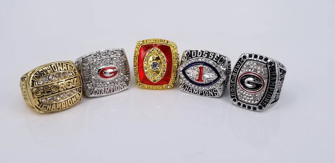 (1980, 2002, 2003, 2005, 2017)Georgia Bulldogs College Football Championship 5 Ring Set 
