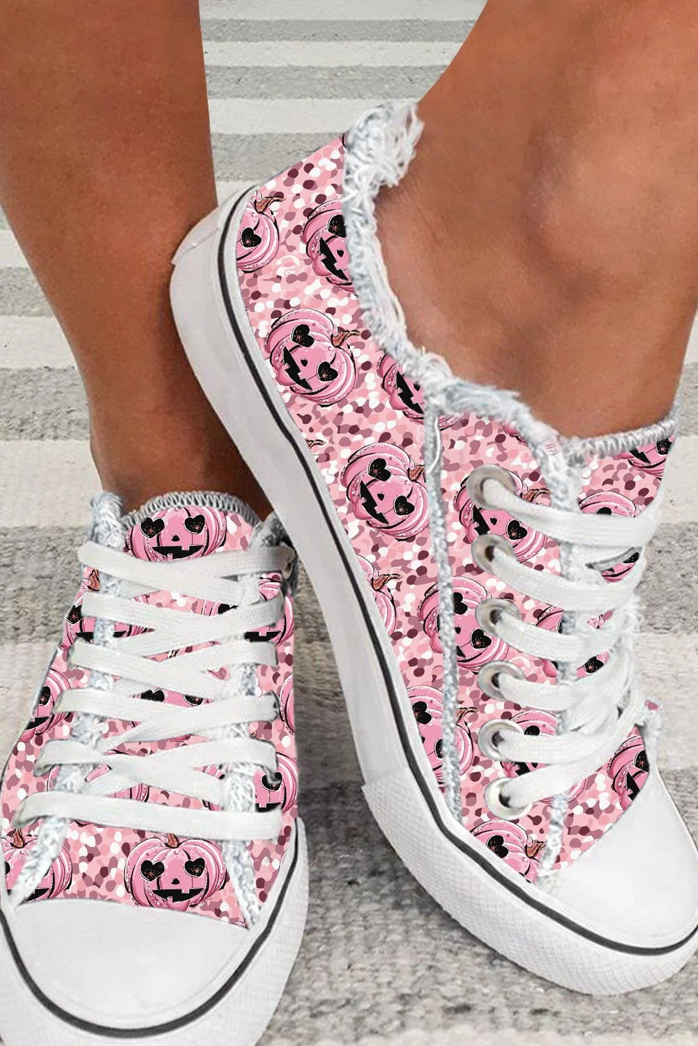 Pink Starlight Sequin Pumpkin Canvas Shoes