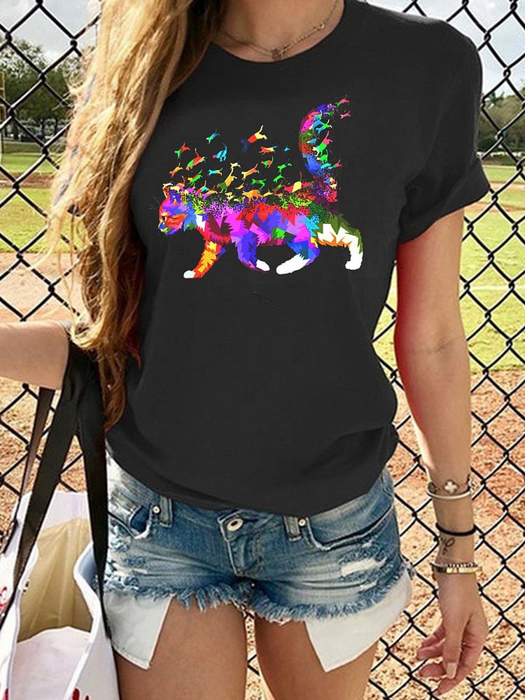 Bestdealfriday Cat Graphic Tee