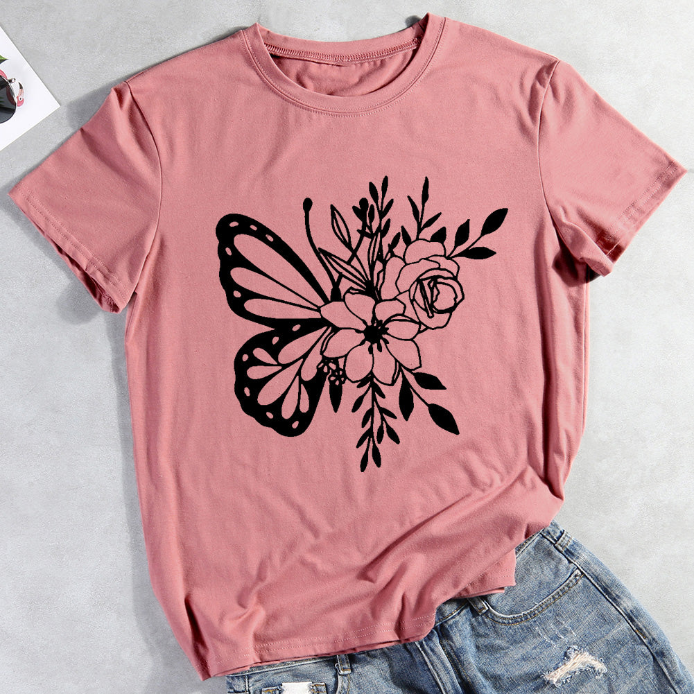 Flowers And Colorful Butterfly Insect T-shirt Tee -04297-Guru-buzz
