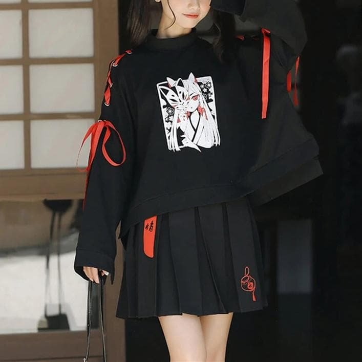 Japanese Monster Fox Sweatshirt Skirt Set SP14712