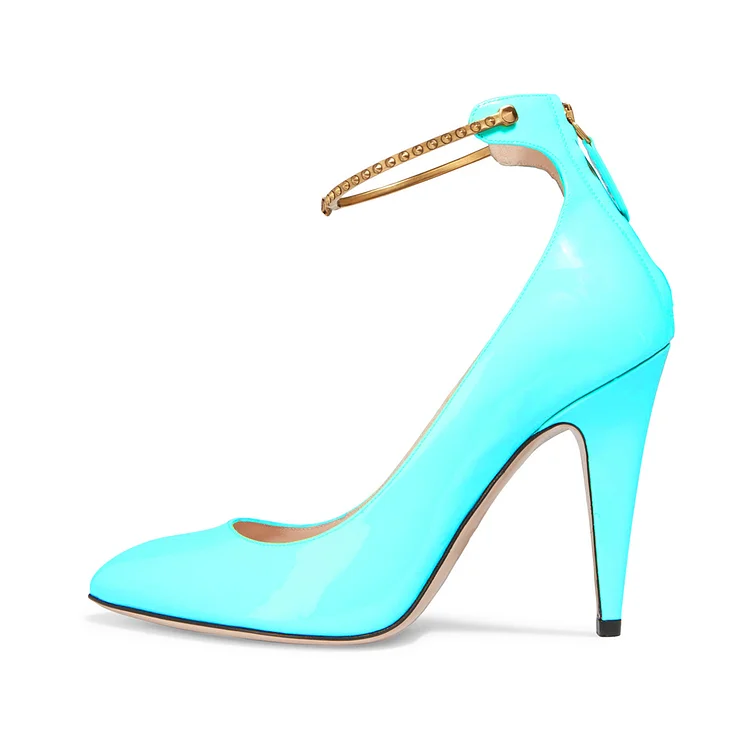 Blue Rhinestone Hotfix Stiletto Heel Suede Sandals Vdcoo