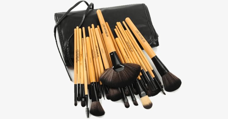 24 piece premium wood brush set with free case