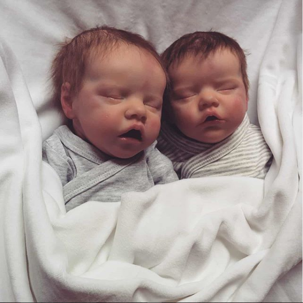 12'' Realistic Look Real Reborn Twins Sleeping Silicone Baby Girl Dolls Amandina and Amel, Birthday Gift 2024 -Creativegiftss® - [product_tag] RSAJ-Creativegiftss®