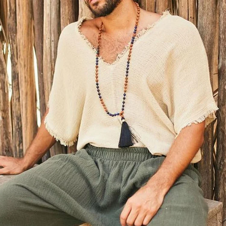 Mens Linen Minimalist Holiday Solid Color Vest