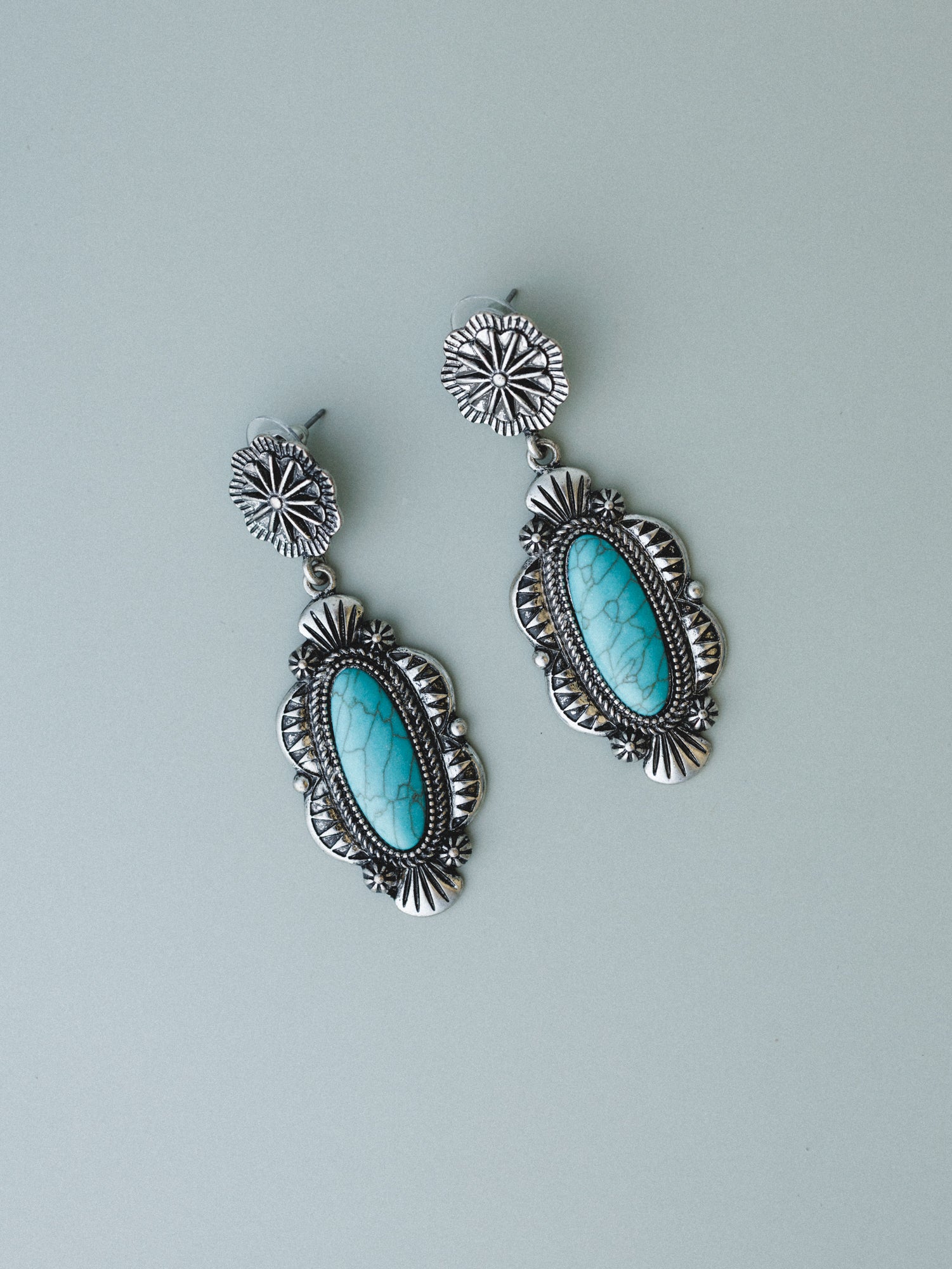 Long Hallow Earrings - Turquoise