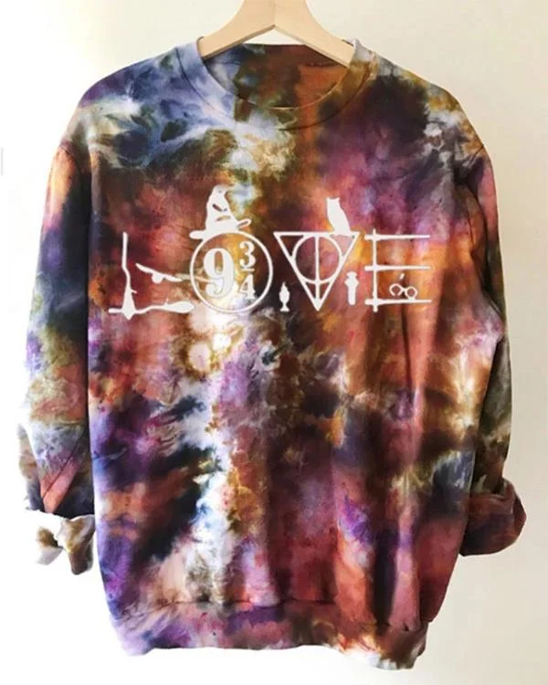 Letter Printed Mixed Color Print Artistic T-shirt