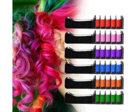 10. Hair Chalk for Blonde Hair - 6 Colors Temporary Hair Dye with Comb Applicator - wide 6