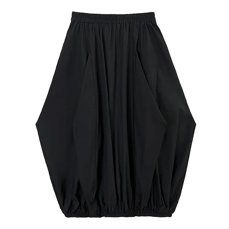 Cool Black Pleated Lantern Skirt
