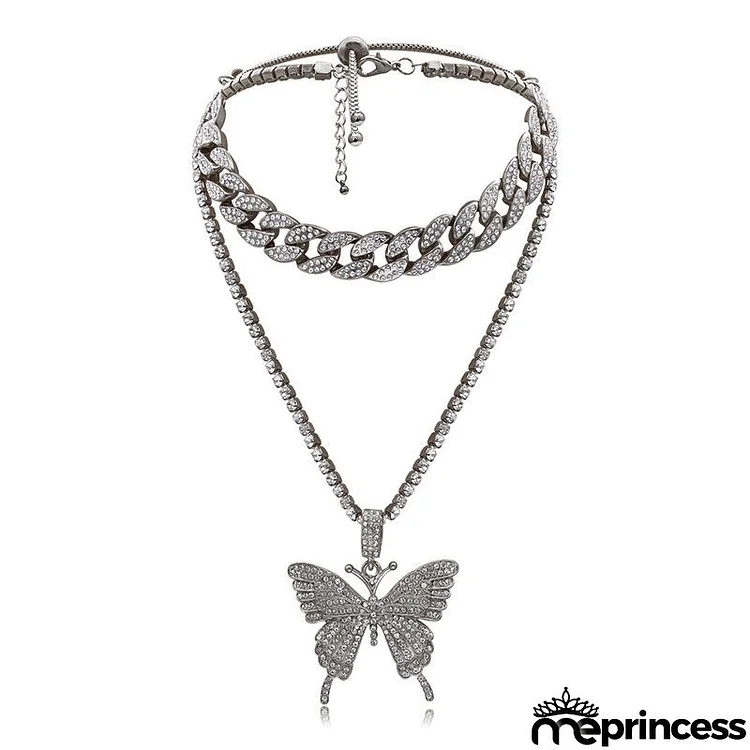 Delicate Fully-jewelled Butterfly Necklace