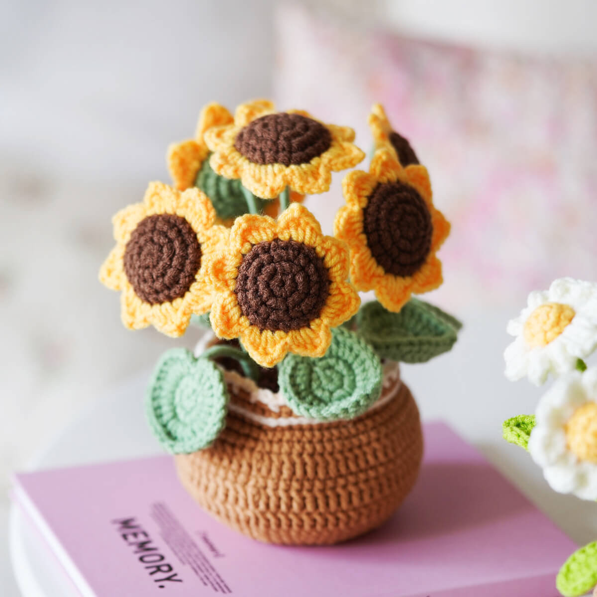Mewaii Crochet Kits Crochet Strawberry Flowers Bouquets Crochet Kit with  Easy Peasy Yarn