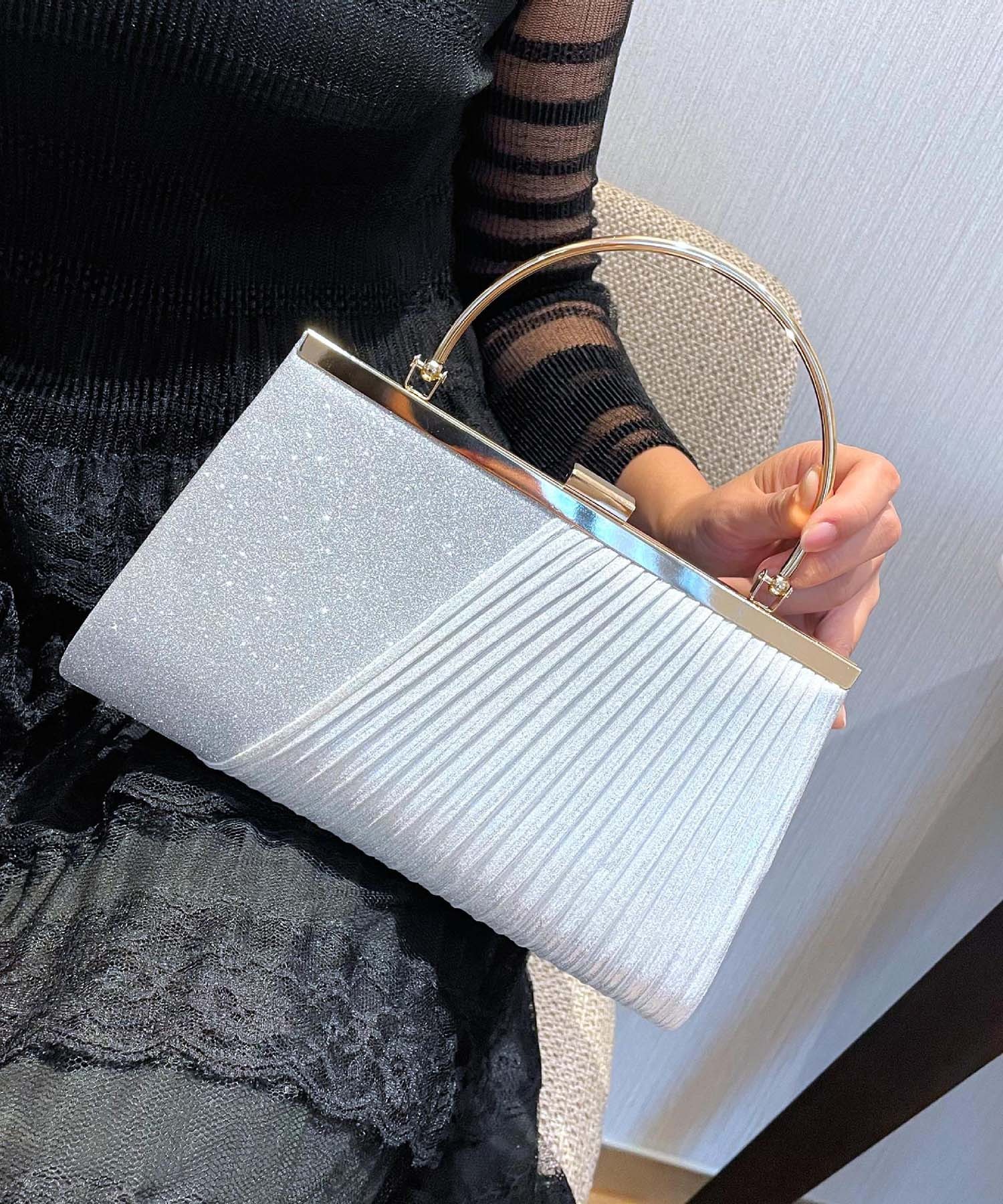 LAUNER LONDON レザー パーティバッグ スクエア クラッチ 2way