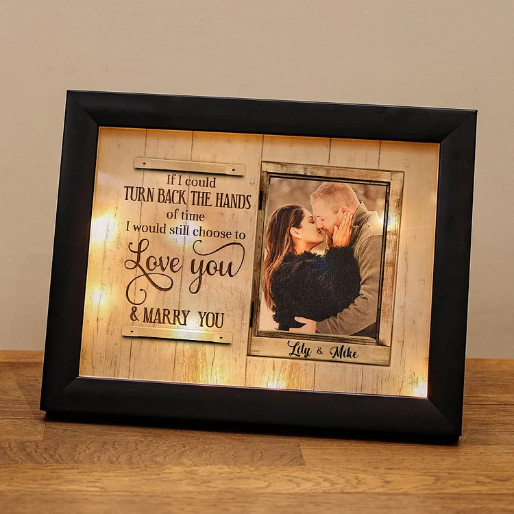 The Hands Of Time Photo Frame Personalized LED Light Shadow Box Couple Gifts