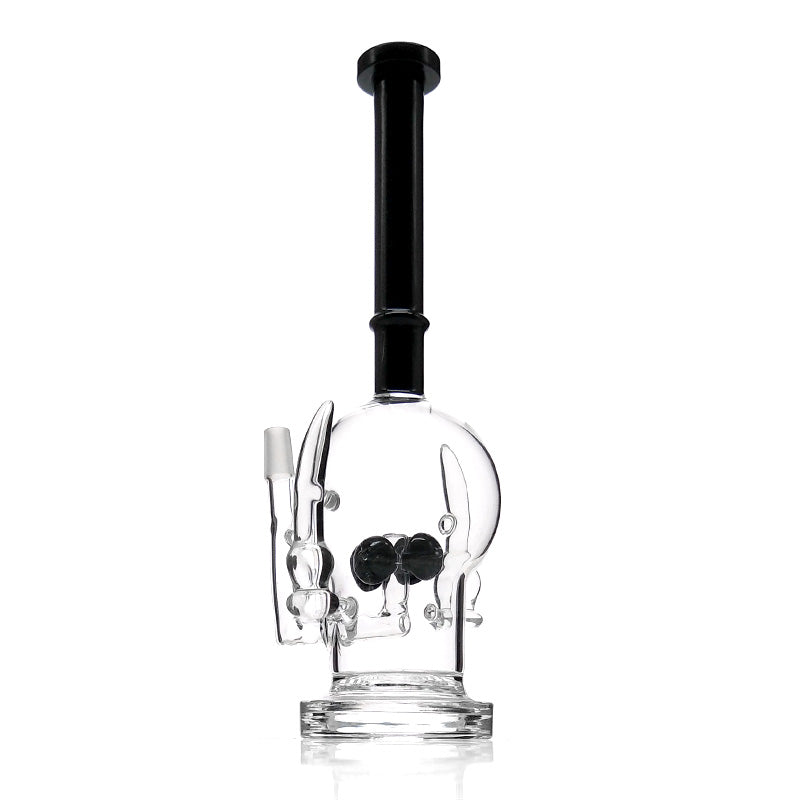 12" Tall Straight Tube Glass Bong with Black Color