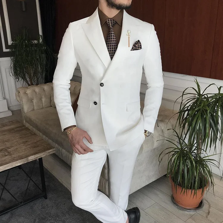 BrosWear Classic Solid Color Slim Blazer And Pants Co-Ord