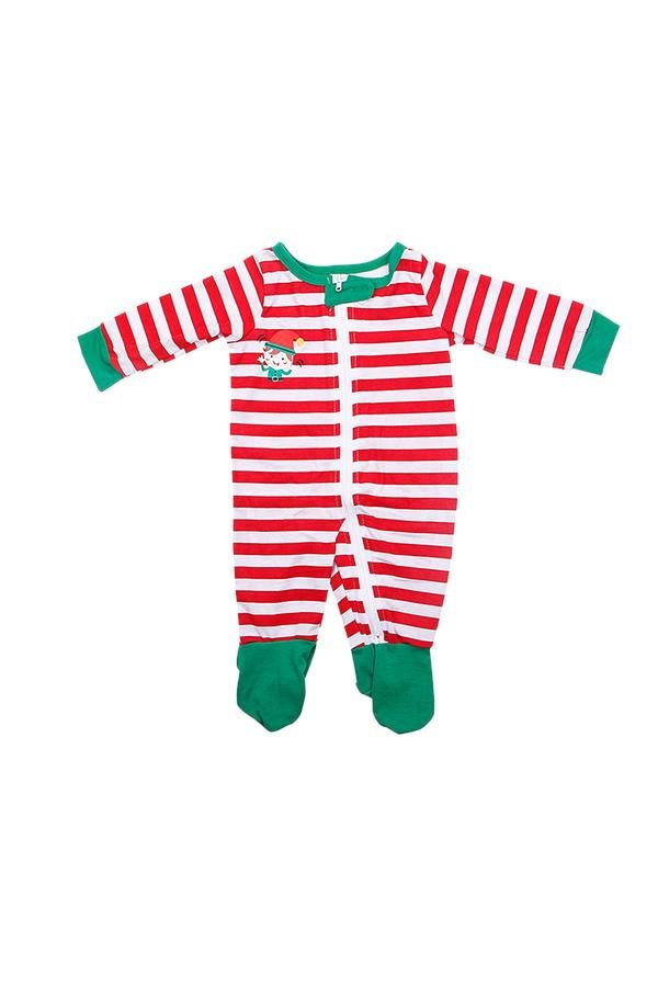 Baby Santa Stripe Printed Christmas Family Footie Pajama Ruby - Shop Trendy Women's Clothing | LoverChic