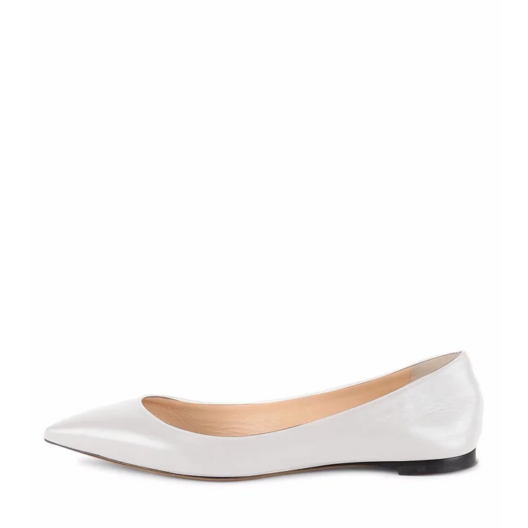Grey White Pointed Flats Vdcoo