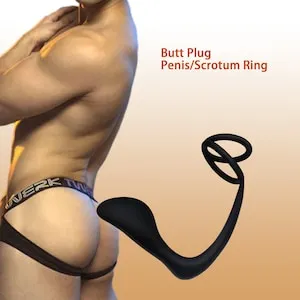 pornhint Pornhint Butt Plug,Double Penis Rings,Prostate Massager,Cock Ring Anal Plug,BDSM Men's Sex Toy