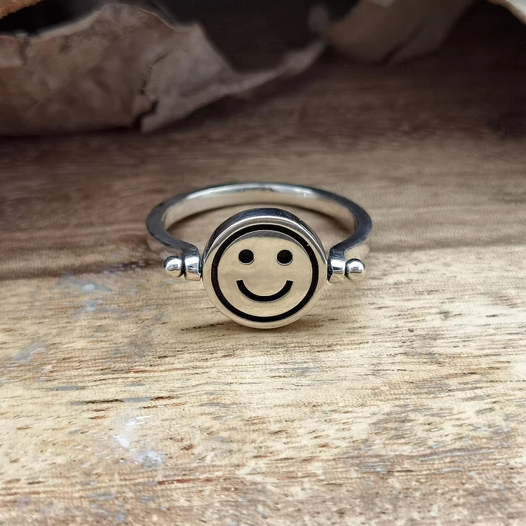 Double Sided Smiley Sad Face Rotating Ring