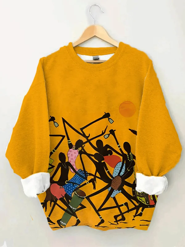 Women's Fun Africa Tribal Abstract Art Print Cozy Sweatshirt