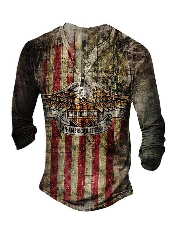 【Buy 1 Get 1 Free】Men's Outdoor Freedom Eagle Print Long Sleeve