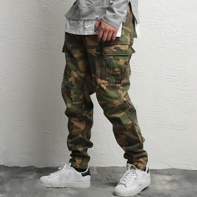 TIMSMEN Thickened Fleece Closed Motorcycle Big Pocket Camouflage Pants