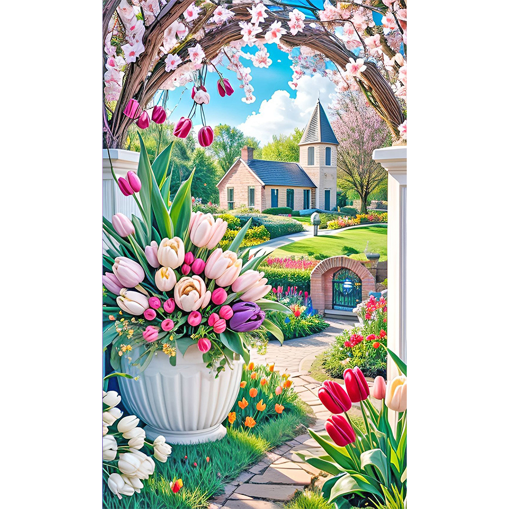 Manor Flowers And Plants 30 50CM Canvas Full Round Drill Diamond Painting