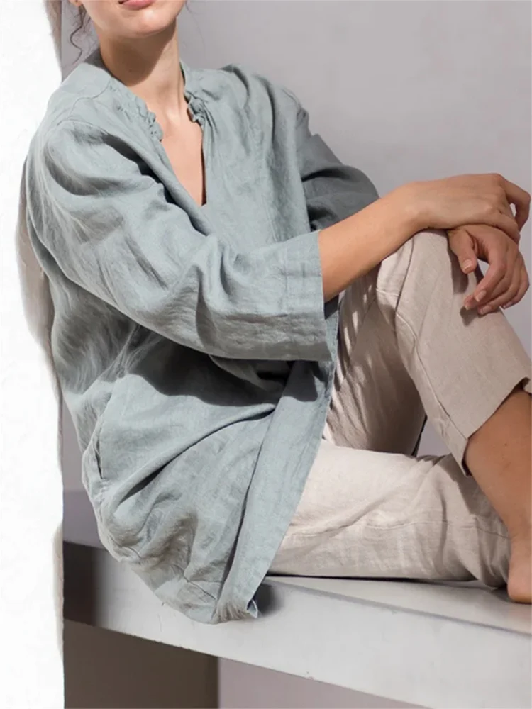 Pleated V Neck A Line Oversize Tunic