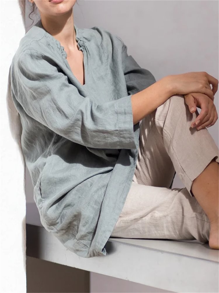 Pleated V Neck A Line Oversize Tunic