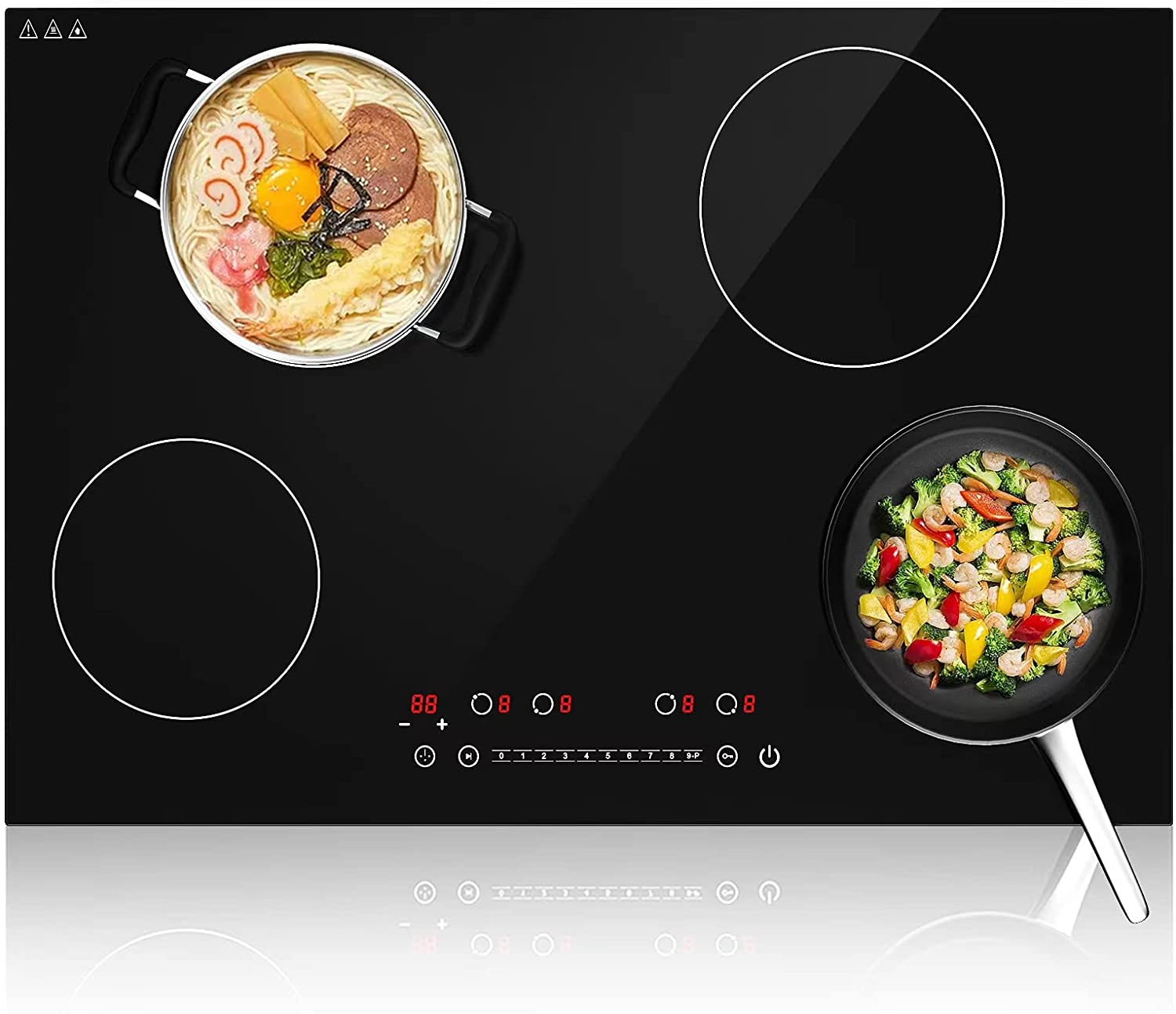  POTFYA Induction Cooktop 30 Inch Built-in Induction Stove Top 4 Burner  Electric Cooktop,220v Knob Control,Ceramic Glass Surface, 6000W Suitable  for Magnetic Pans, without Plug : Home & Kitchen