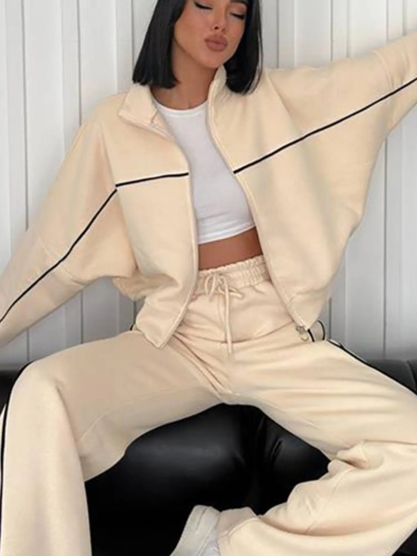 BASICS Two-piece Pants Set Apricot