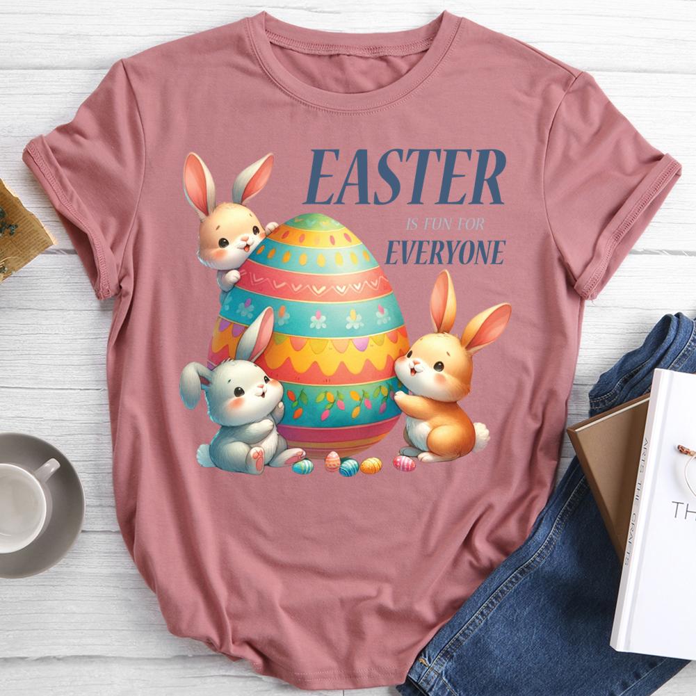 Easter is fun for everyone Round Neck T-shirt-0025364-Guru-buzz