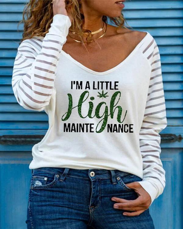 Women Long Sleeve Print V Neck Shirts&Tops