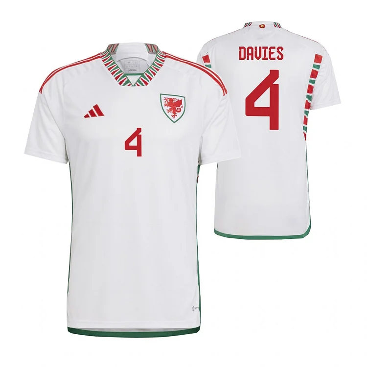 Wales Ben Davies 4 Away Shirt Kit World Cup 2022
