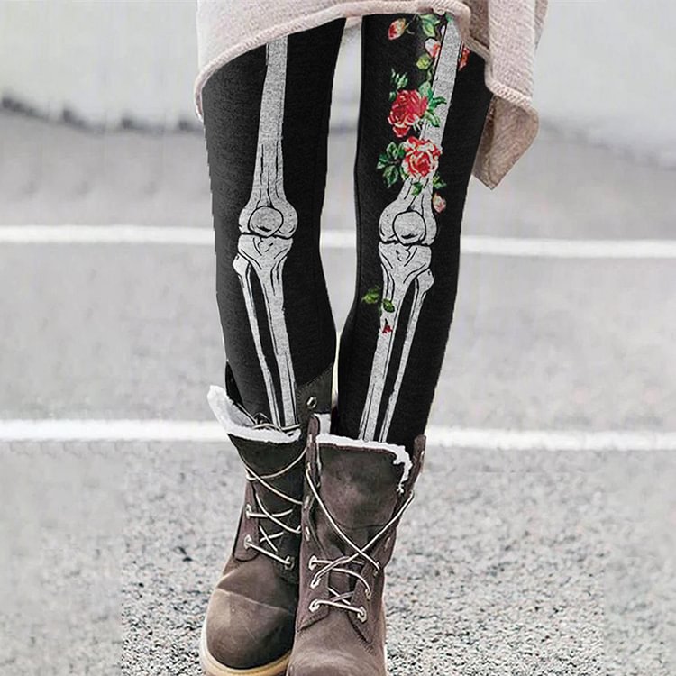 Vefave Halloween Gollum Rose Print Leggings