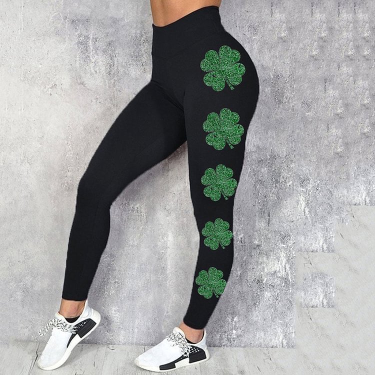 Comstylish Women's Lucky Clover Print Leggings