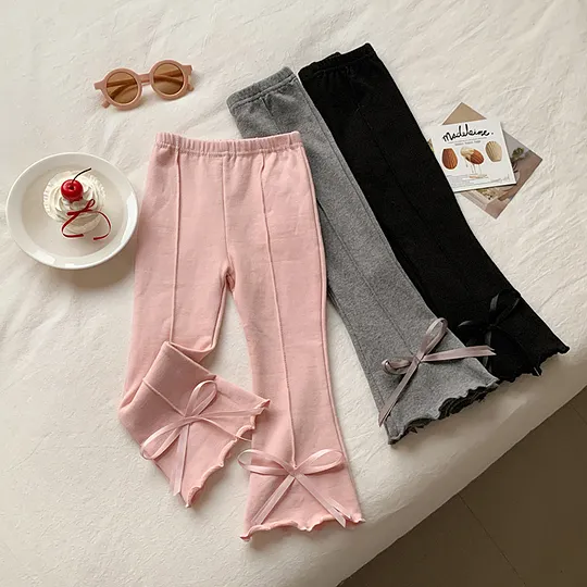 【18M-8Y】Girls' Versatile Stylish Bow Flared Pants