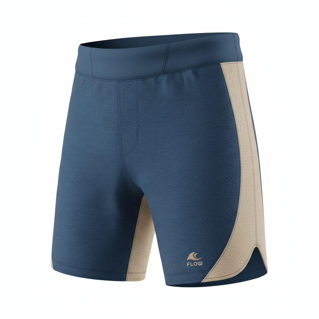 thesupersurf Blue and Beige Compression Shorts with Flow Logo