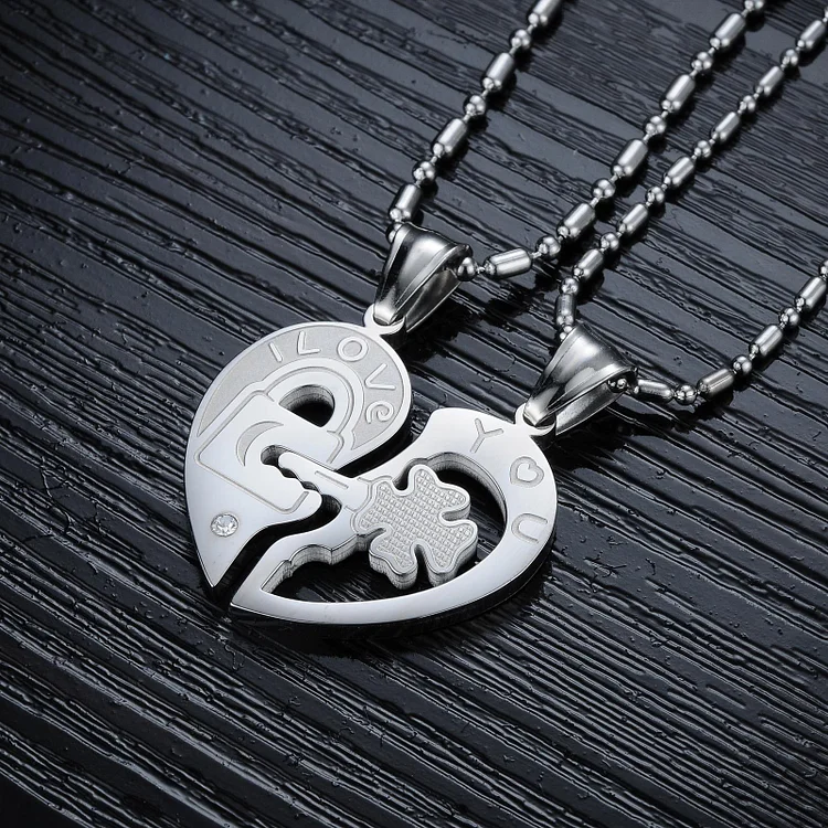 New Personality Heart and Key Puzzle Couple Necklace Stainless Steel-Mayoulove