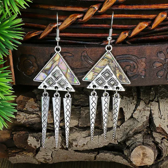 Bohemian earrings vintage national style earrings ancient silver personality exaggerated long tassel eardrop