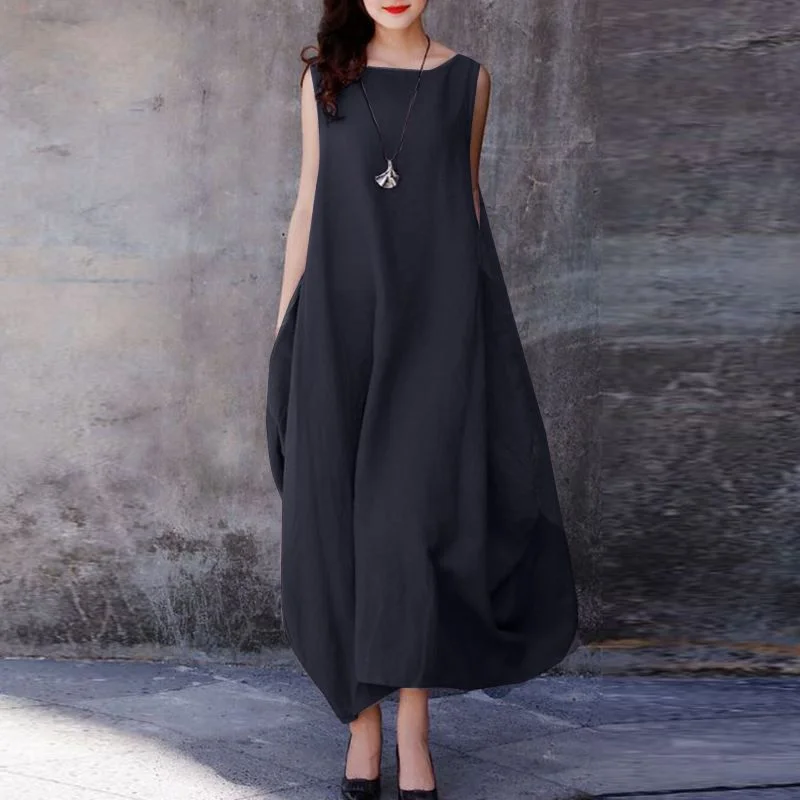 Casual Solid Color Swing Dress