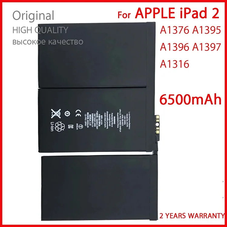 100% Genuine A1376 Battery For iPad 2 A1395 A1396 A1397 A1316 6500mAh Replacement Tablet High Quality High Quality New Batteries