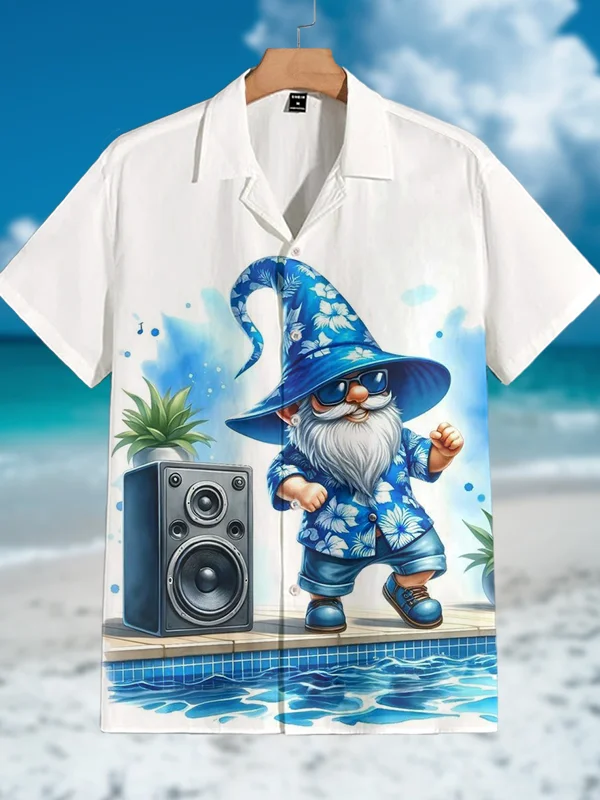 Men's Gnome Music Party Watercolor Art Print Shirt