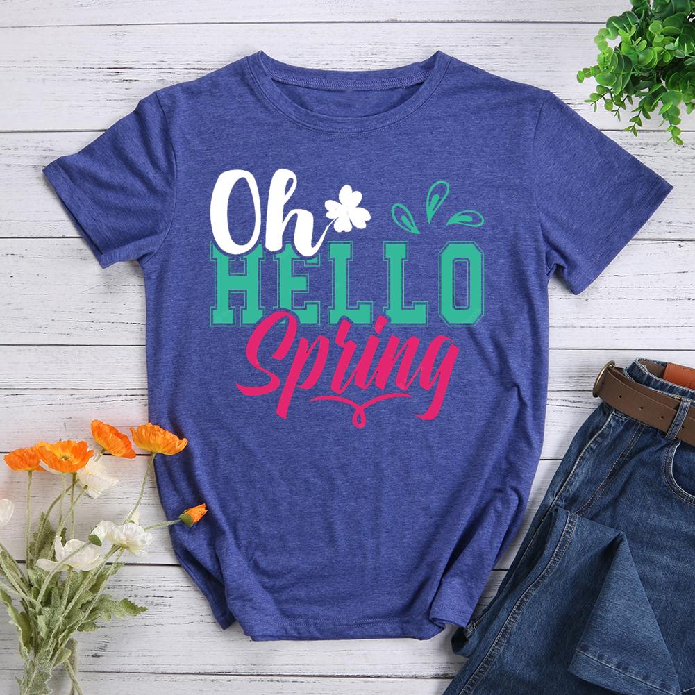 oh hello spring Round Neck T-shirt-017177-Guru-buzz