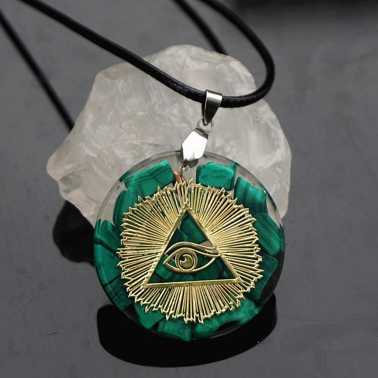 YOY-Malachite Reiki Symbol EMF Protection Pendant Necklace