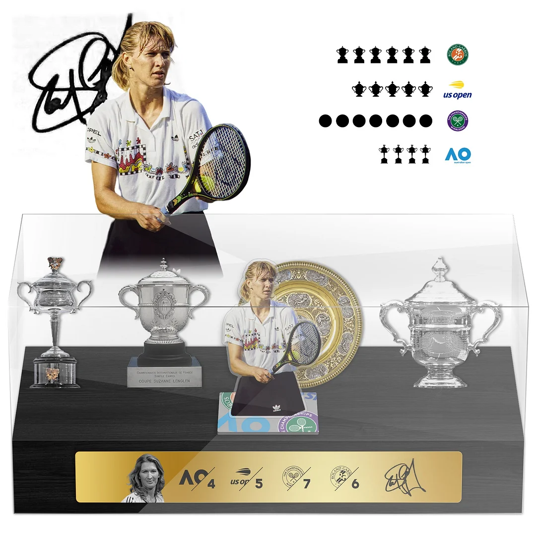 Steffi Graf Tennis Grand Slam Display Case Metal Trophy Case