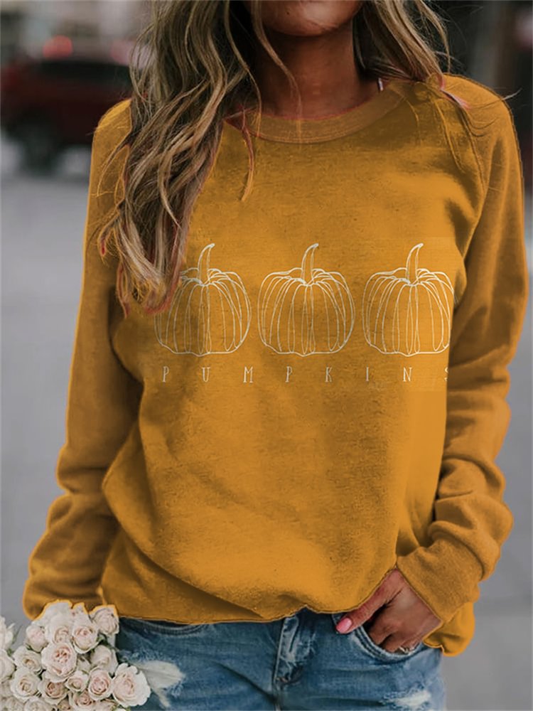 Happy Halloween Print Crew Neck Sweatshirt
